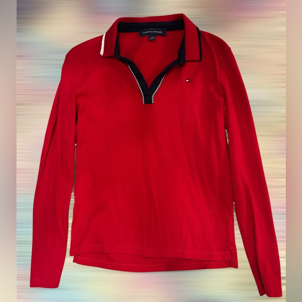 Tommy Hilfiger long-sleeve v-neck polo top